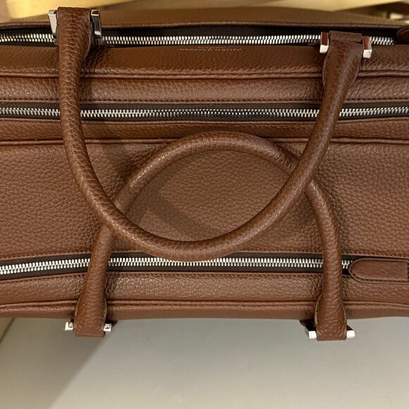 Aspinal London 48 Hour Mount Street Duffle Weekender Brown Leather Travel Bag - Picture 7 of 8